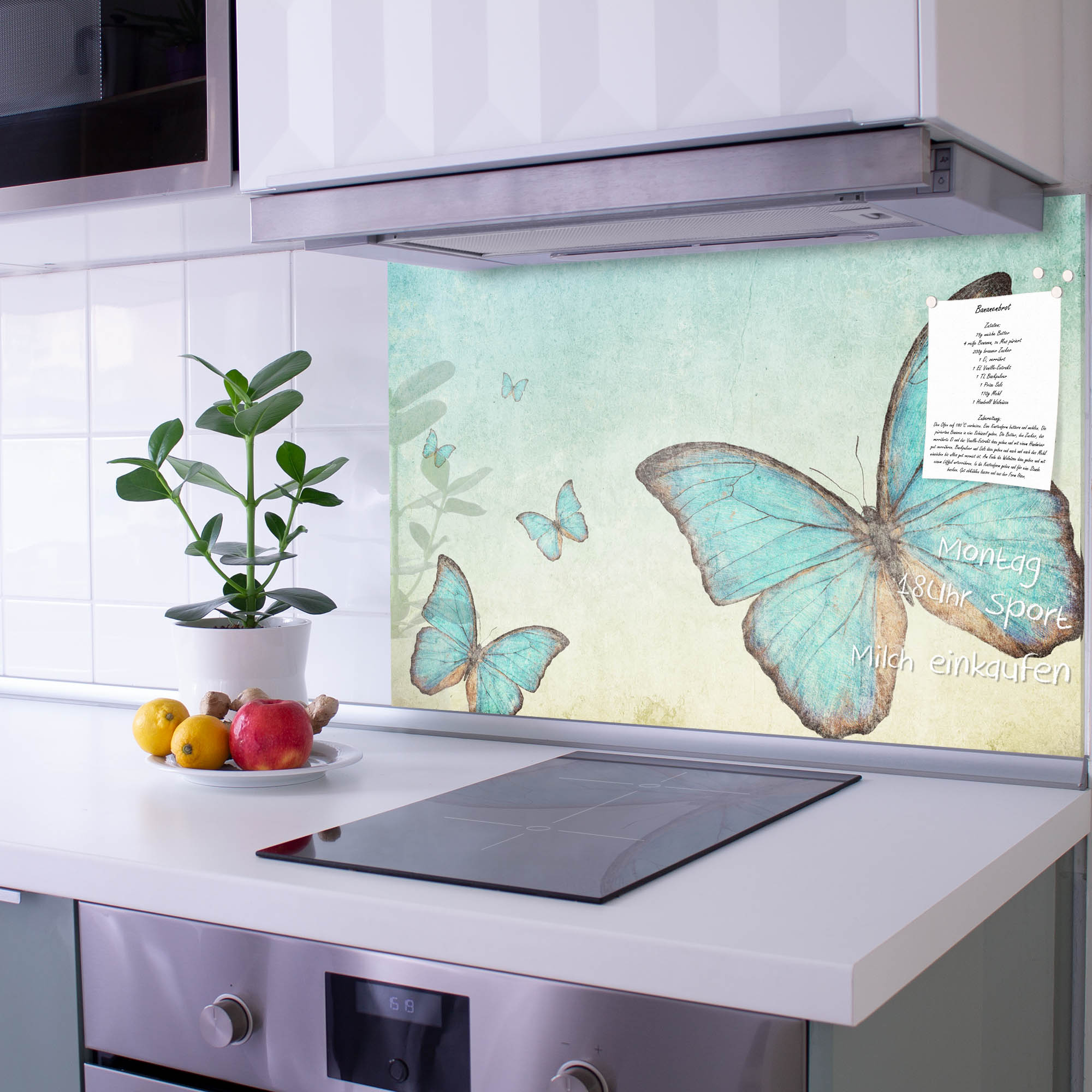Banjado Glasrückwand Für Küche 75x50 Cm – Selbstklebend, Magnetisch & Beschreibbar – Spritzschutz Ohne Bohren