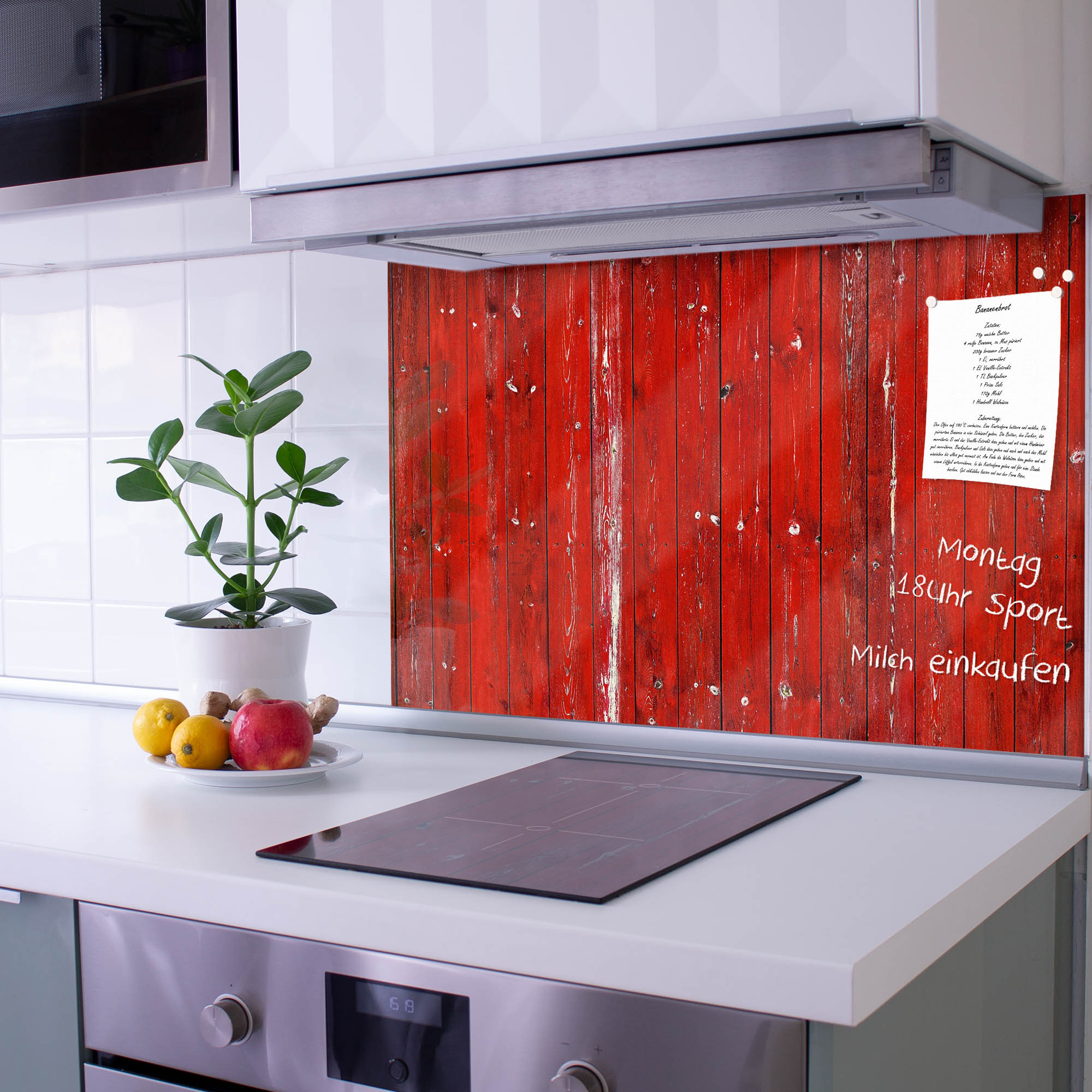 Küchenrückwand Glas 40x40cm – Spritzschutz Ohne Bohren, Magnetisch & Beschreibbar | Individuell Bedruckbar
