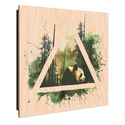 Schlüsselkasten mit Holzfront - Design Schlüsselbox Motiv Panda im Wald Dreieck | banjado
