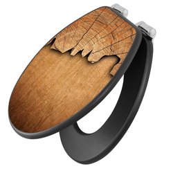 WC Sitz Anthrazit mit Absenkautomatik Motiv Holz | banjado